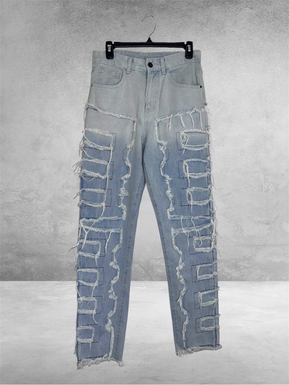 Distressed Light Blue Straight Leg Jeans for Women size 30